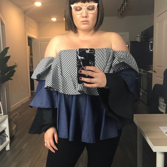Blue, Black and Gray Sleeves Tube Top - Picture 7 of 8